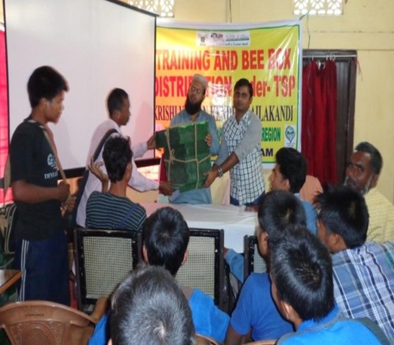 Distribution of bee boxes cum training on scientific bee rearing