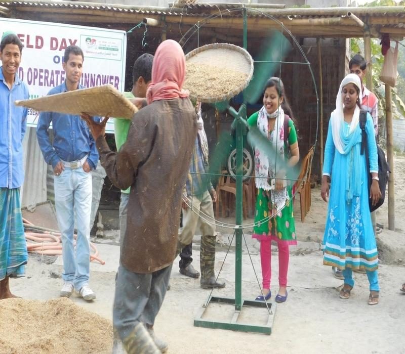 Popularisation of drudgery reduction in separating chaff, husk, dust, etc. by popularising hand winnower thresher